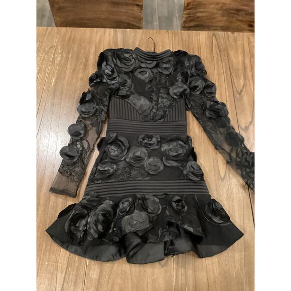 Zhivago THE VENDETTA Embellished Floral Mesh Minidress black size 2 - Picture 9 of 16
